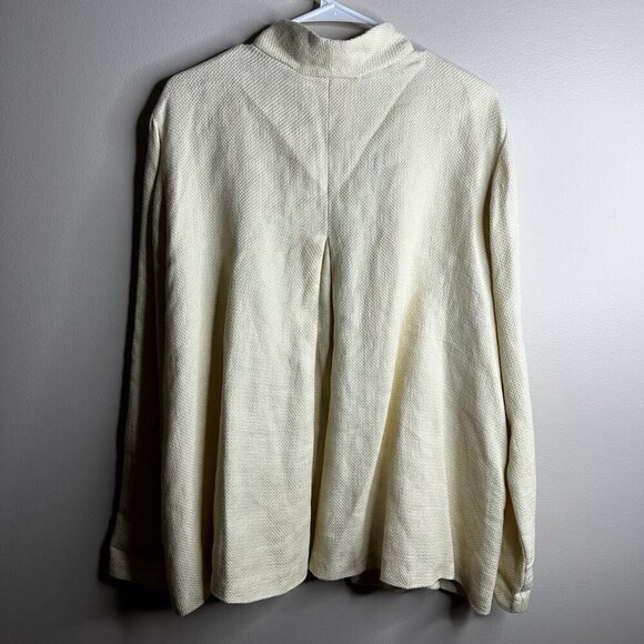Eileen Fisher Linen Cotton Open Blazer Jacket Size XL Yellow Coastal Boho Lux - Picture 6 of 10
